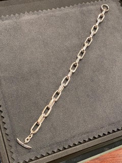 925 Sterling Silver Elongated Cable Link Vintage Bracelet with Toggle Clasp