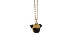 925 Sterling Silver Enameled Dog Puppy Animal Pug Cute Chain Pendant Necklace