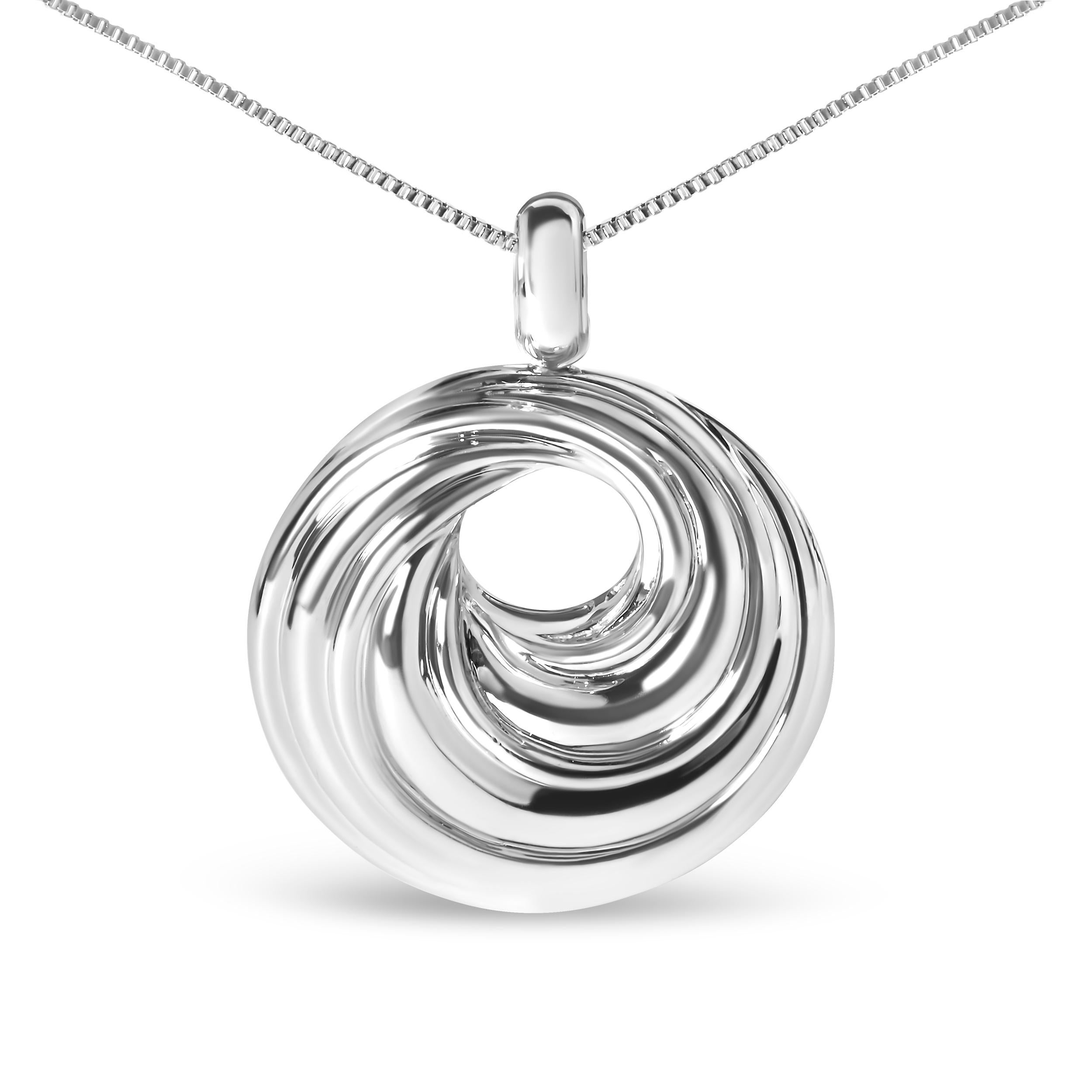 Introducing a stunning statement piece that will make you feel like you're riding the waves of life. This .925 Sterling Silver Endless Wave Swirl Statement Medallion 18