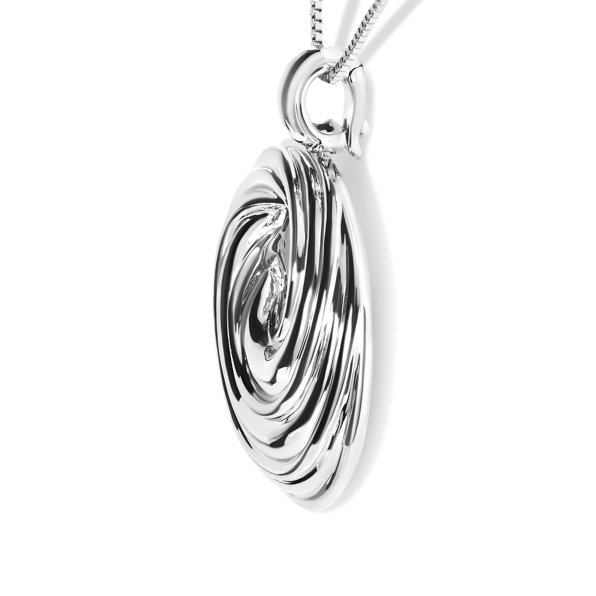 Moderno .925 Medaglione di dichiarazione in argento sterling Endless Wave Swirl Collana con ciondolo da 18
