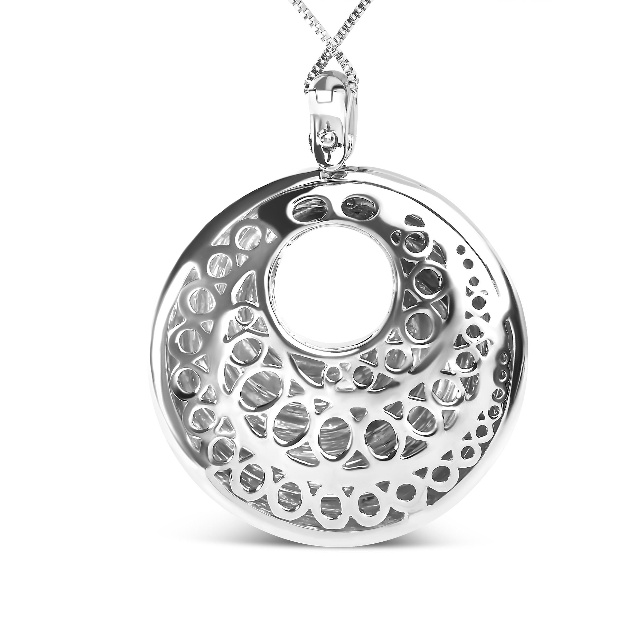 .925 Medaglione di dichiarazione in argento sterling Endless Wave Swirl Collana con ciondolo da 18
