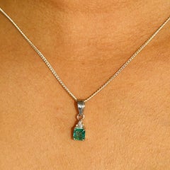 925 Sterling Silver Everyday Emerald and Diamond Pendant Gift for Women Jewelry