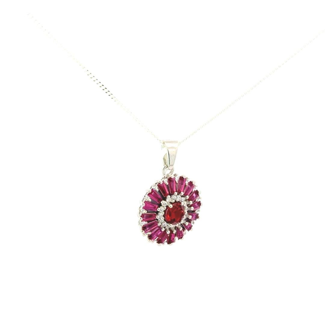Art Deco 925 Sterling Silver Everyday Tourmaline Gemstone Flower Pendant for Women Gift