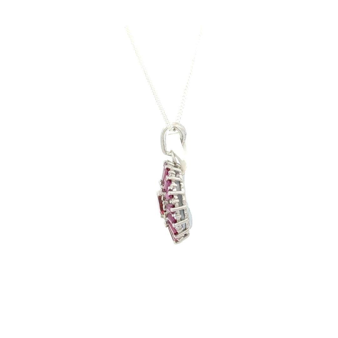 925 Sterling Silver Everyday Tourmaline Gemstone Flower Pendant for Women Gift 1