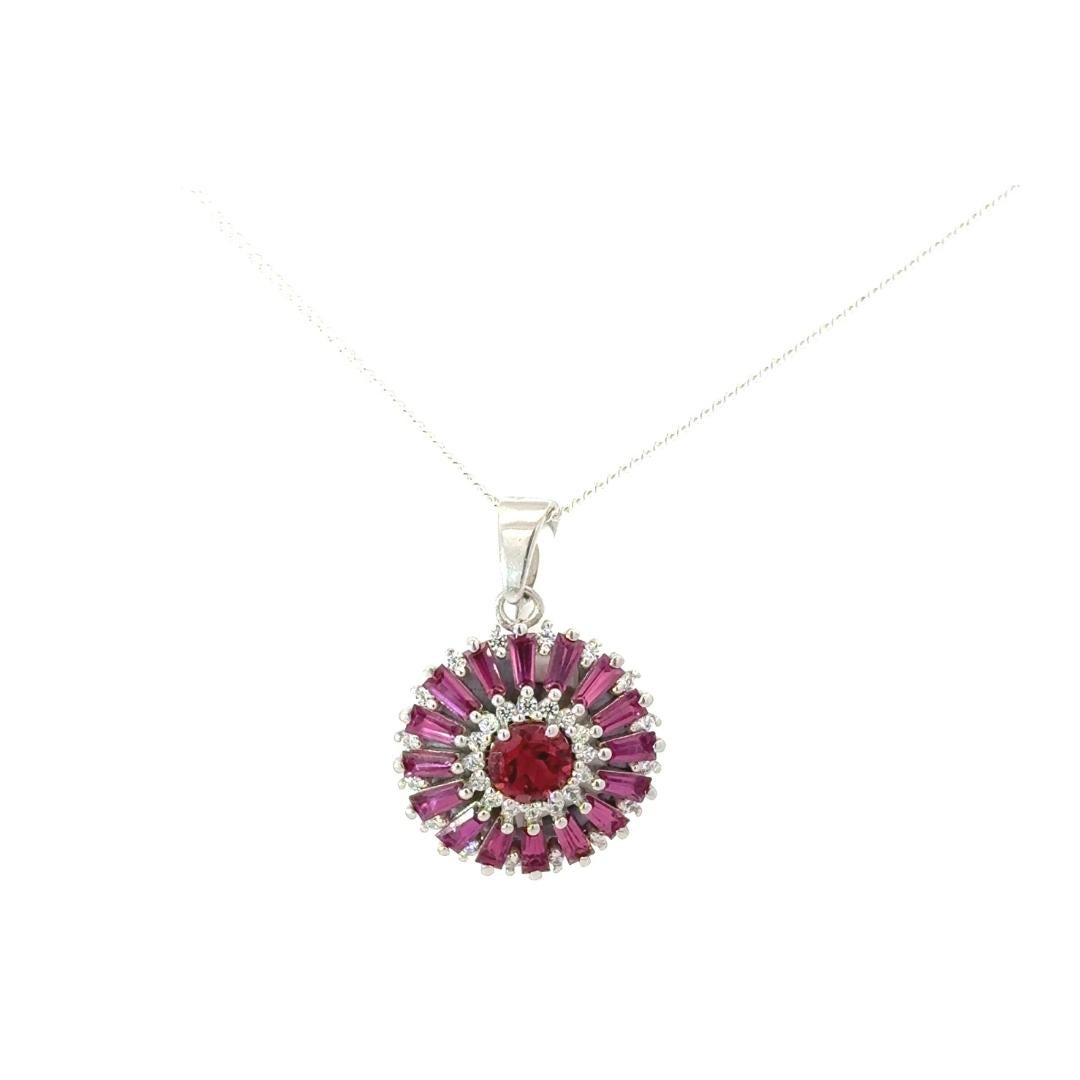 925 Sterling Silver Everyday Tourmaline Gemstone Flower Pendant for Women Gift 2