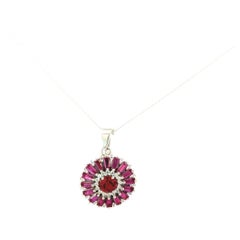 925 Sterling Silver Everyday Tourmaline Gemstone Flower Pendant for Women Gift