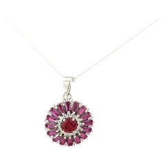 925 Sterling Silver Everyday Tourmaline Gemstone Flower Pendant for Mother Gift