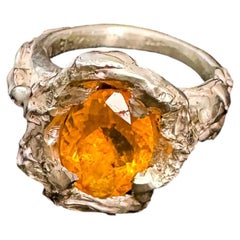 925 Sterling Silver & Fire Opal Stone Ring by L A MH