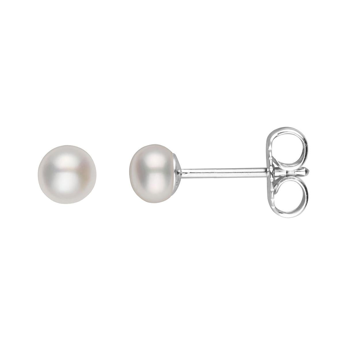 .925 Sterling Silver Freshwater Button Studs For Sale