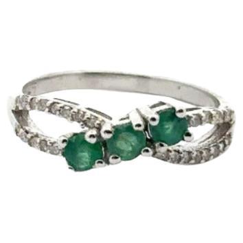 For Sale:  925 Sterling Silver Genuine Emerald Wedding Gift Ring for Women