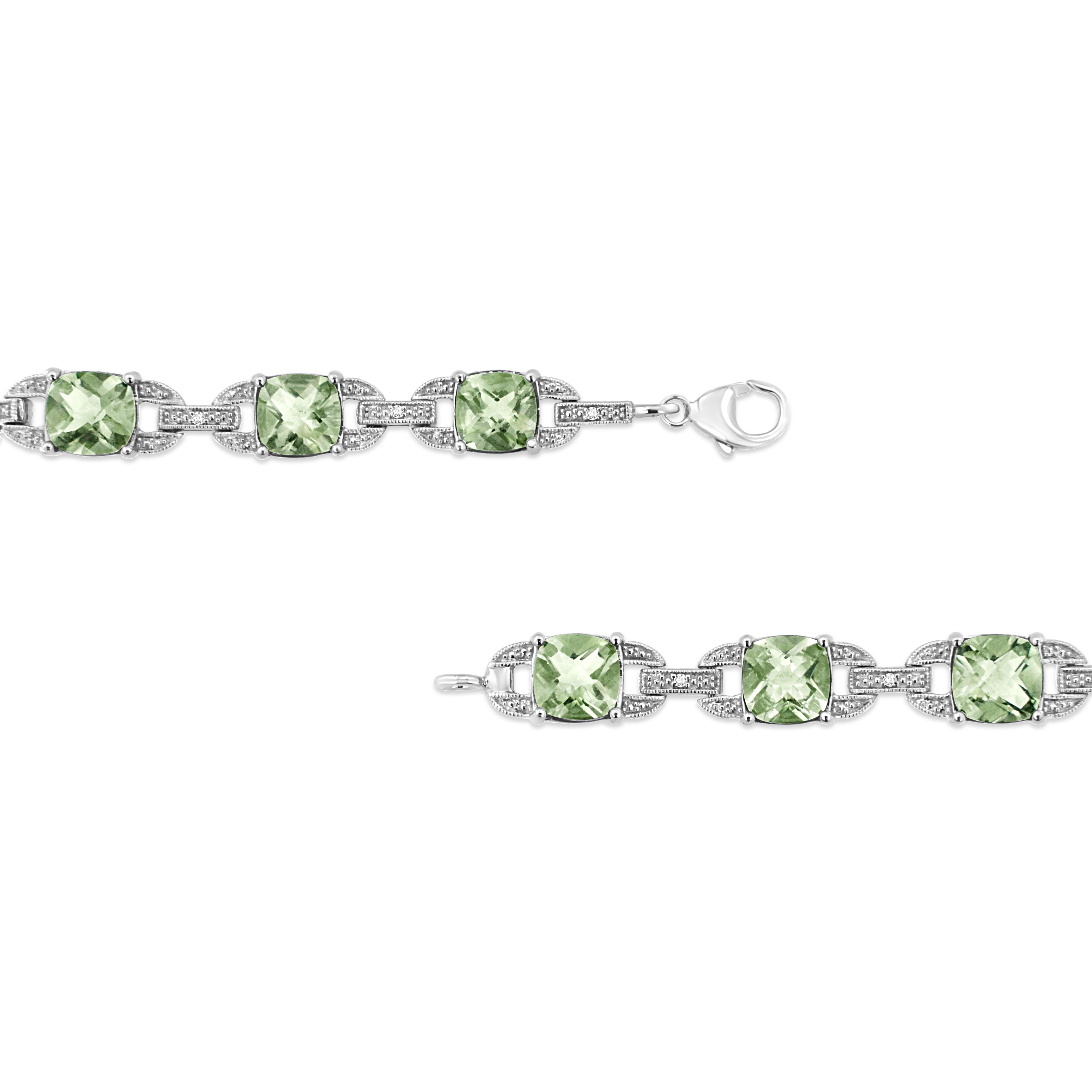 Contemporaneo Bracciale tennis in argento 925 con ametista verde e diamante da 1/20 di carato in vendita