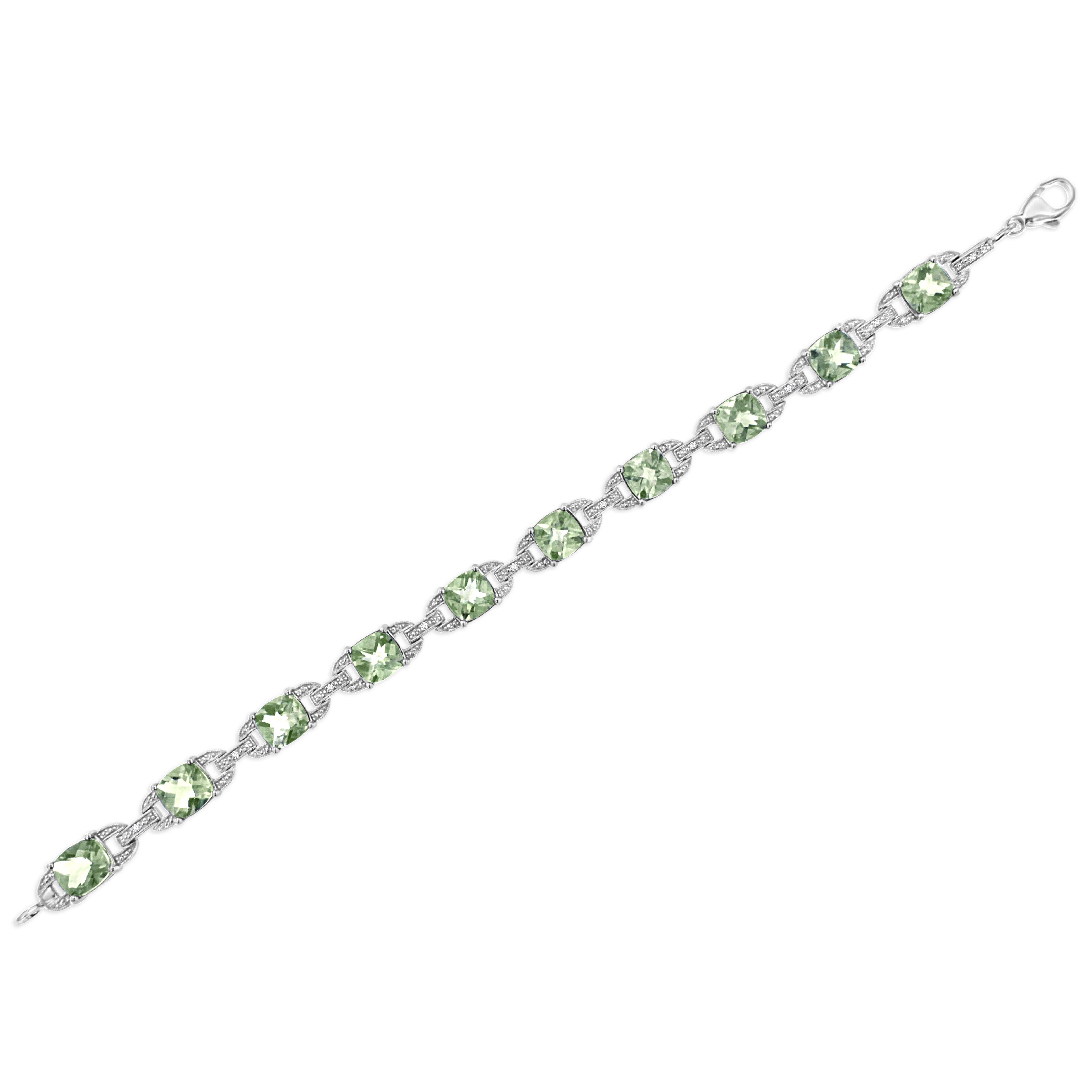Donna Bracciale tennis in argento 925 con ametista verde e diamante da 1/20 di carato in vendita