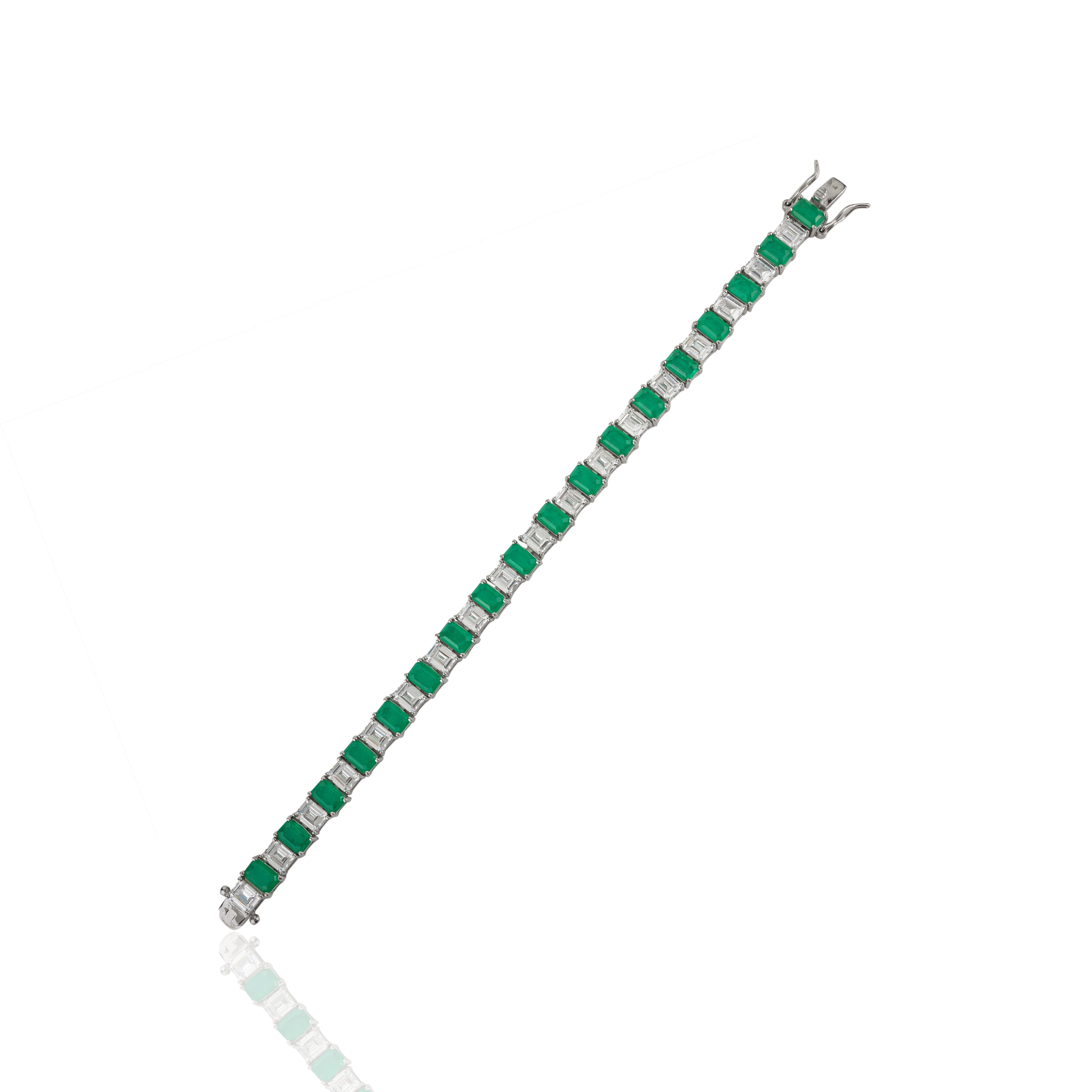 Pulsera de tenis con circonitas blancas verdes de plata de ley 925 Regalo de boda para ella en Nuevo estado para la venta en New York, NY