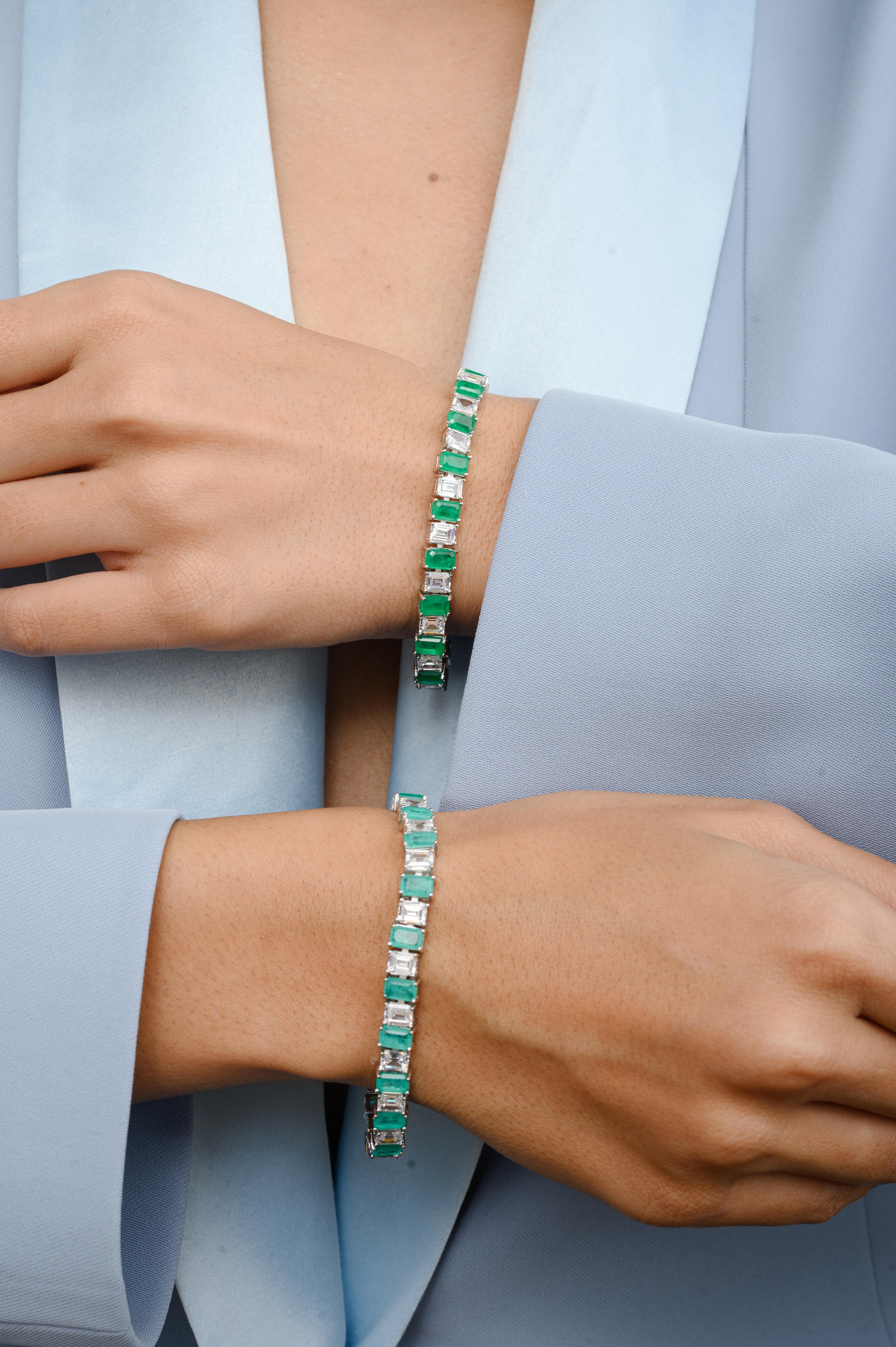 Pulsera de tenis con circonitas blancas verdes de plata de ley 925 Regalo de boda para ella en venta 2