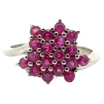 925 Sterling Silver Handcrafted Ruby Cluster Ring For Women, Thanksgiving Gift