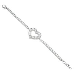 925 Sterling Silver Heart Shaped Bracelet Beautiful Moissanite Tennis Bracelet.