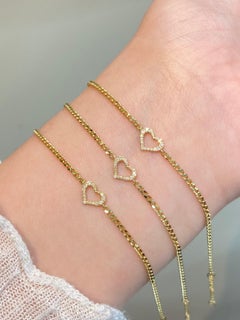 925 Sterling Silver Heart Shaped Chain Bracelet Moissanite Bracelet Gift For Her