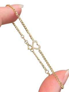 925 Sterling Silver Heart Shaped Chain Bracelet Moissanite Bracelet Gift For Her