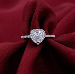 925 Sterling Silver Heart Shaped Moissanite Ring For Women Anniversary Gift.