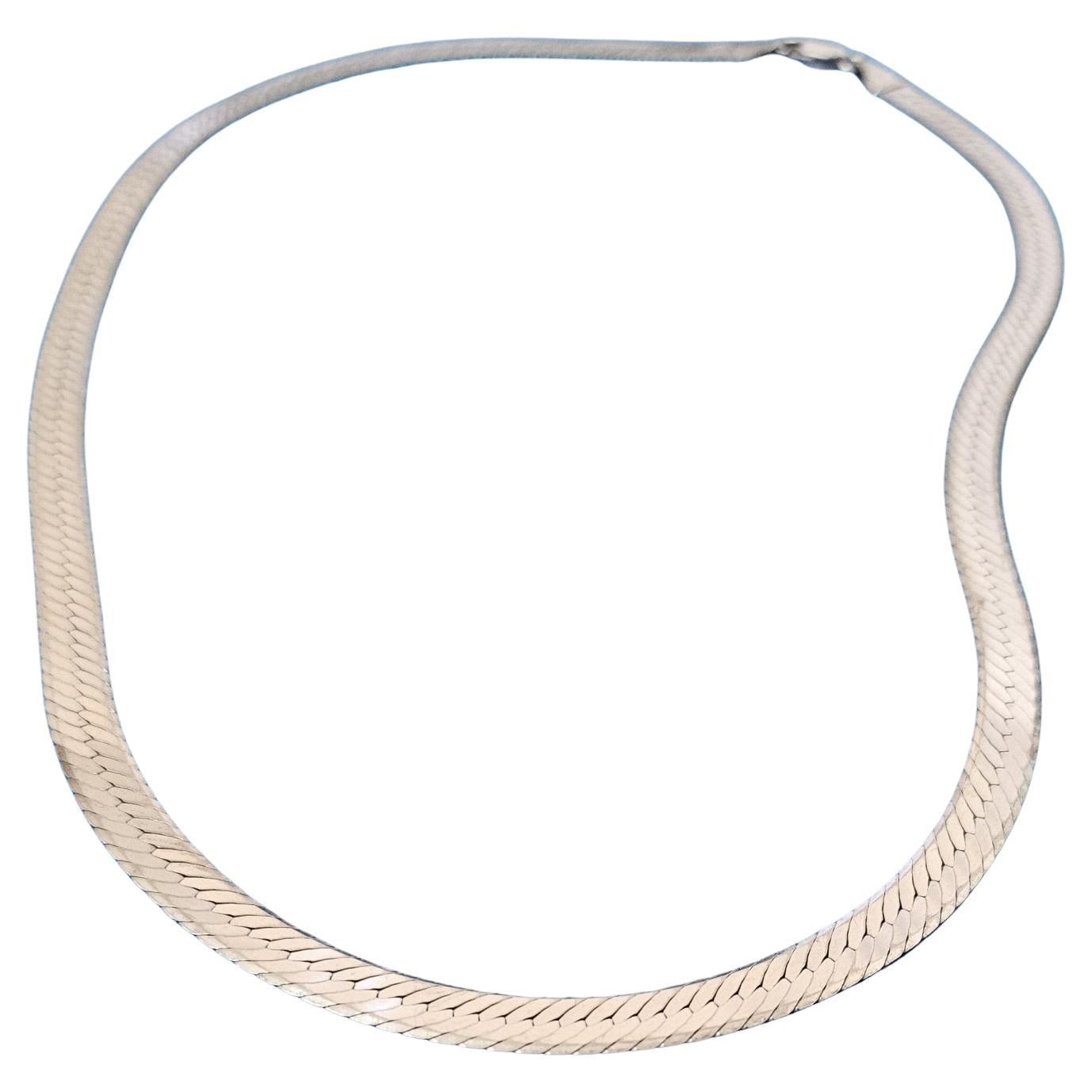 925 Sterling Silver Herringbone Necklace / Chain, Vintage, Stamped