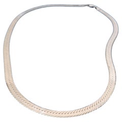 925 Sterling Silver Herringbone Necklace / Chain, Vintage, Stamped