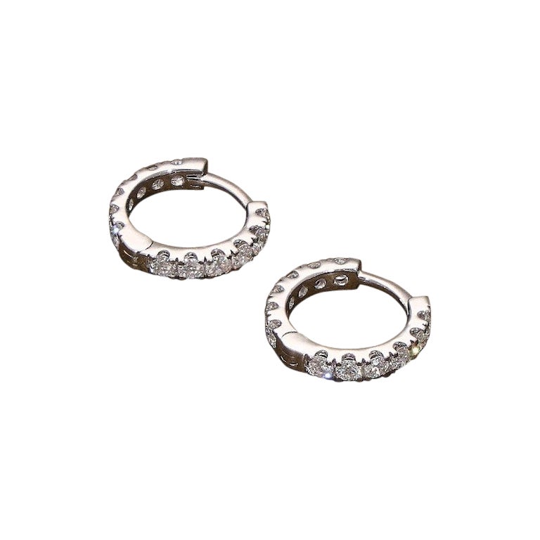 925 Sterling Silver Huggie Hooped Earrings Minimalist Moissanite Earring For Her