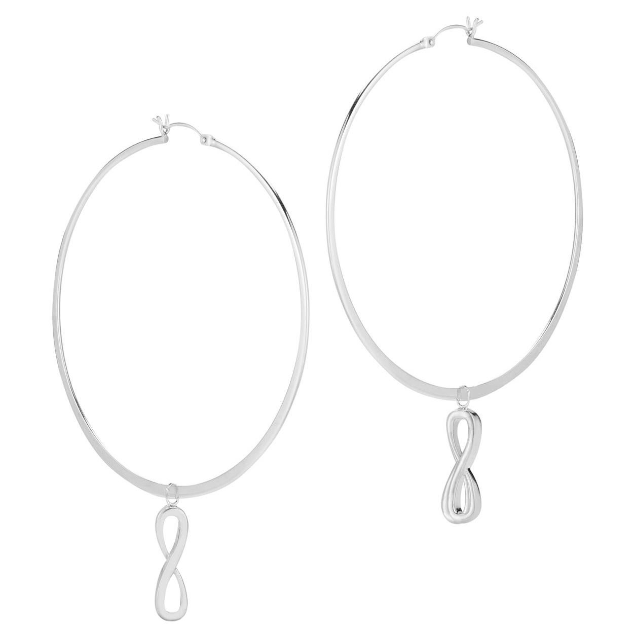 .925 Sterling Silver Blossom HalfMoon Hoop For Sale (Free Shipping) at