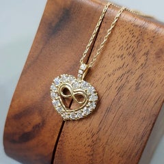 925 Sterling Silver Infinity Heart Shaped Necklace Natural Pave Diamond Pendant.
