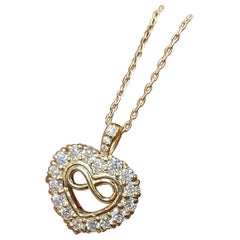 925 Sterling Silver Infinity Heart Shaped Necklace Natural Pave Diamond Pendant.