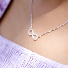 925 Sterling Silver Infinity Sign Pendant Moissanite Necklace Gift For Women.