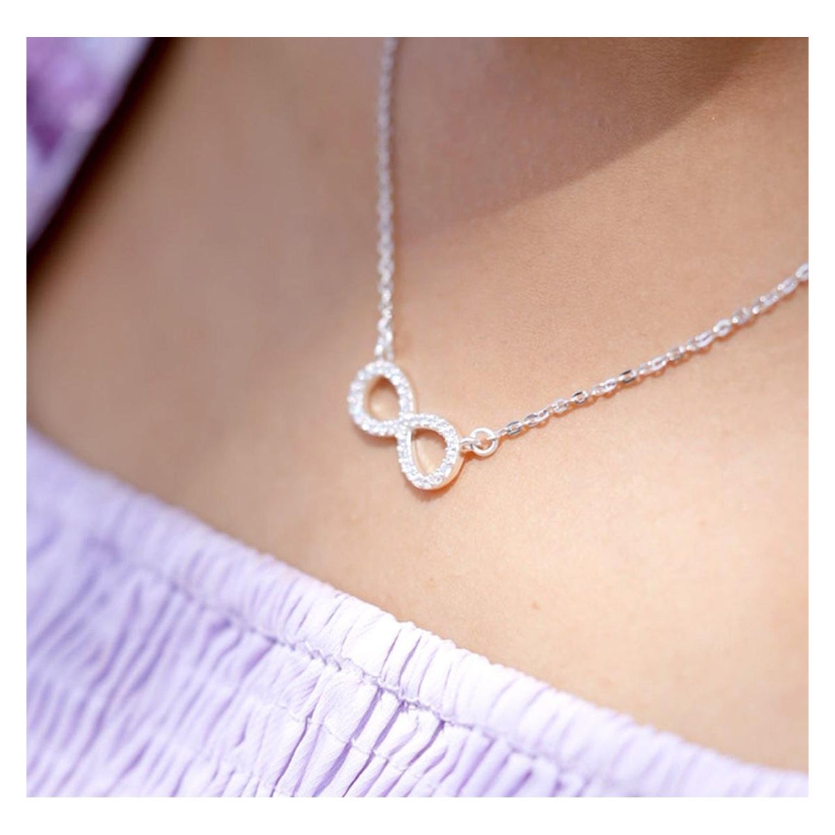 925 Sterling Silver Infinity Sign Pendant Moissanite Necklace Gift For Women.