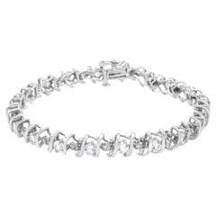 .925 Sterling Silver, Lab-Grown Gemstone And 1/6 Cttw Round Diamond Tennis Bracelet (H-I Color, I1-I2 Clarity) - Created Garnet, January Birthstone main image 0