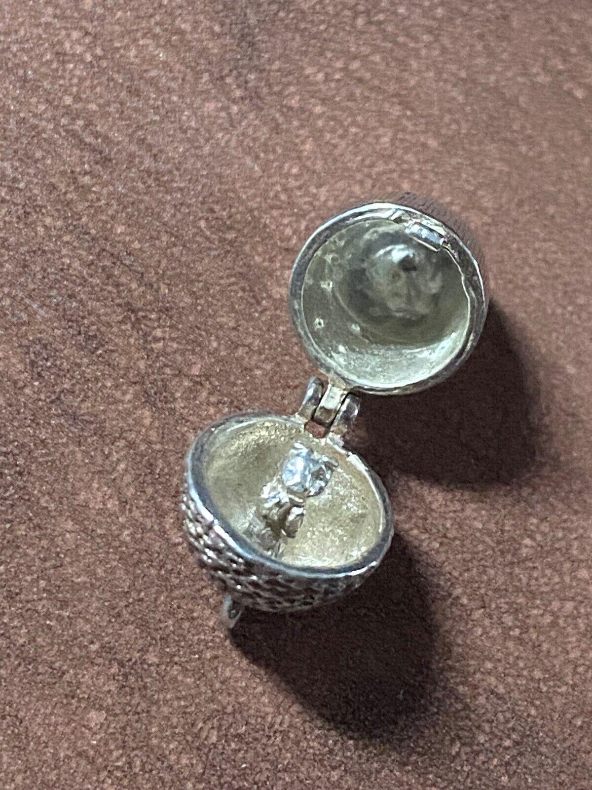925 Sterling Silber Große Eichel & Eichhörnchen Vintage Eröffnung Charme Anhänger Damen im Angebot