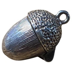 925 Sterling Silber Große Eichel & Eichhörnchen Vintage Eröffnung Charme Anhänger