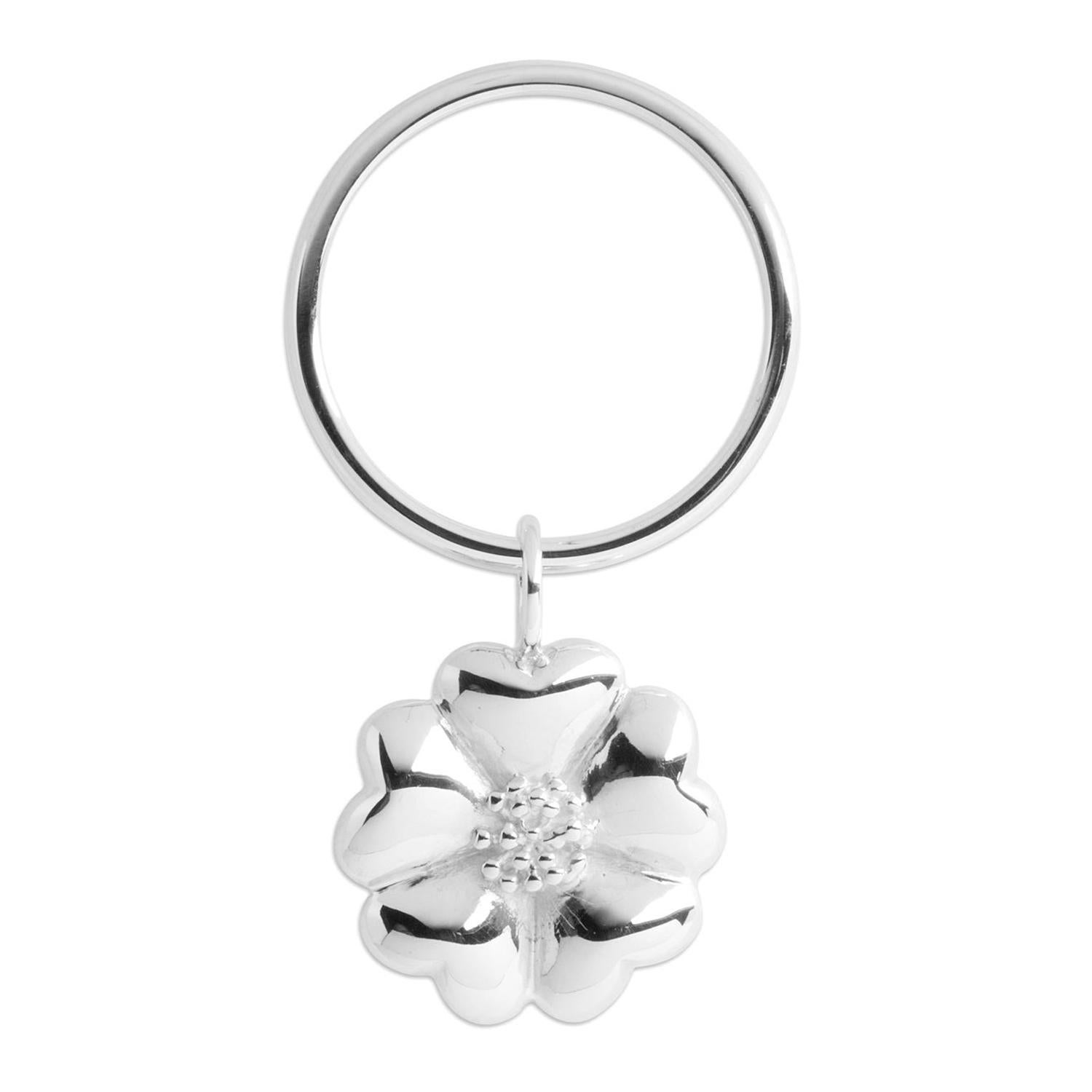 .925 Sterling Silver Large Blossom Dangle Ring