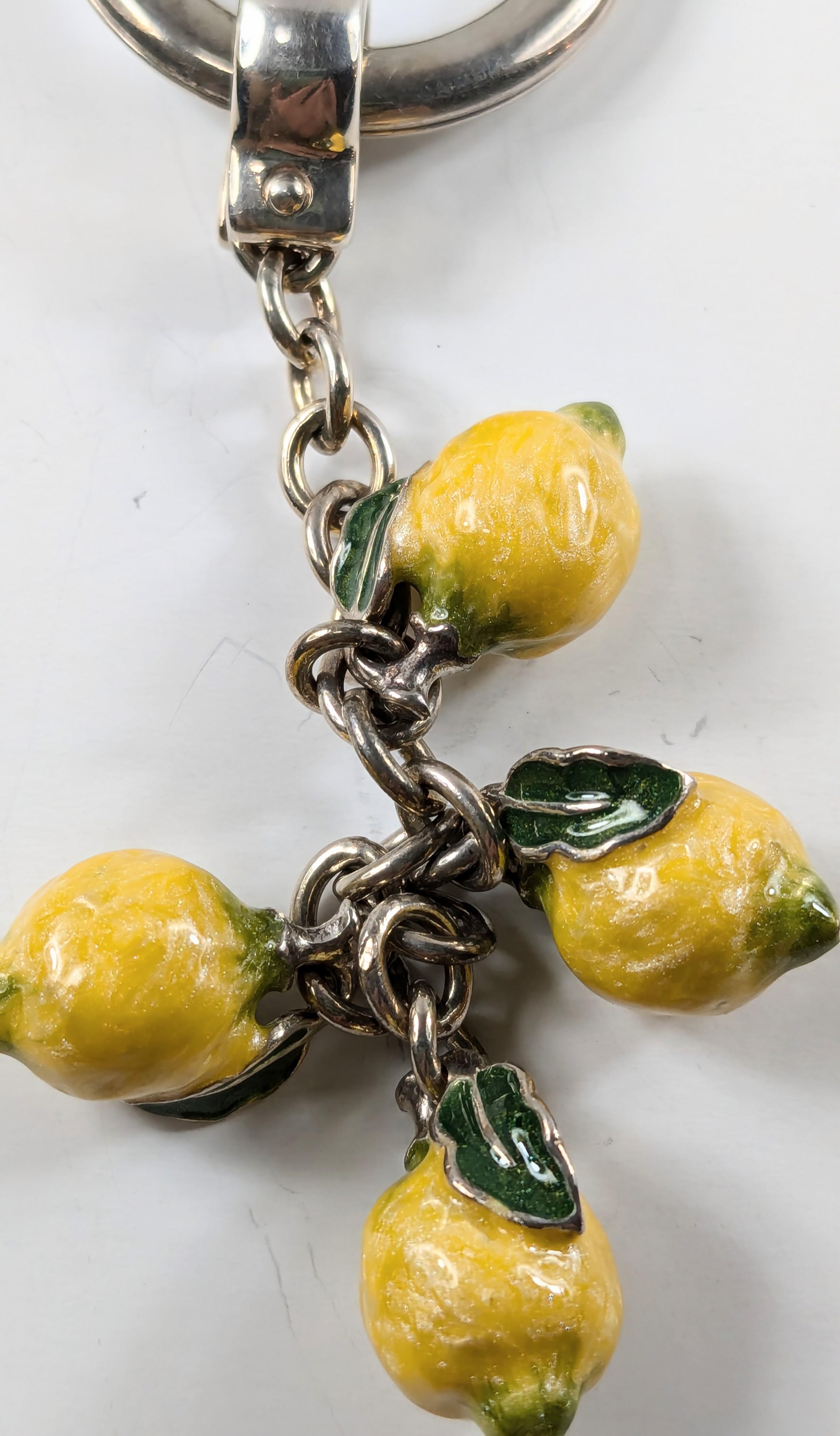 Contemporary 925 Sterling Silver Lemons Keychain by Pietro Sorini For Sale
