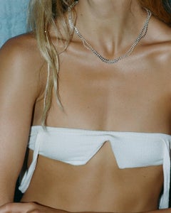 925 Sterling Silver Minimal Short Wave Round Motif Chain Greek Necklace