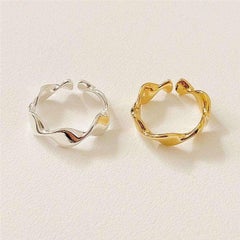 925 Sterling Silver Minimalist Gold Plated Open Adjustable Ring For Women