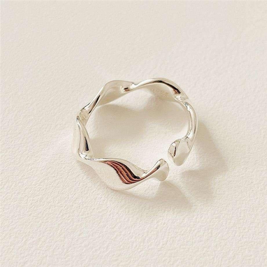925 Sterling Silver Minimalist Gold Plated Open Adjustable Ring For Women 2