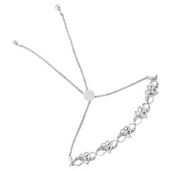 Bracciale regolabile con diamanti e cuori infiniti in argento 925 A. Silver