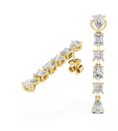 925 Sterling Silver Moissanite Dangles Earring Anniversary Gift For Her