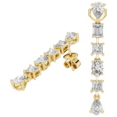 925 Sterling Silver Moissanite Dangles Earring Anniversary Gift For Her