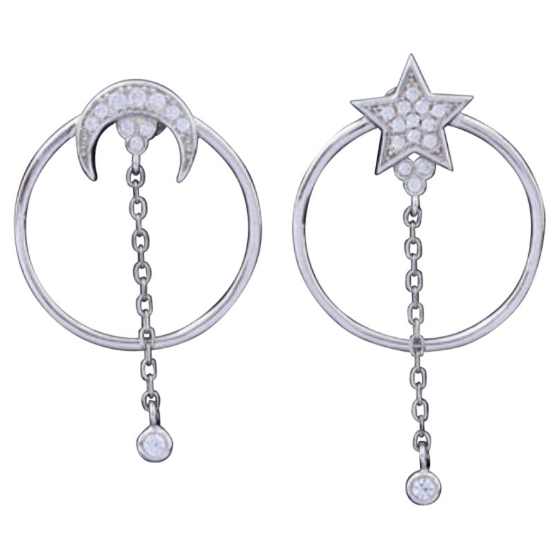 925 Sterling Silver Moissanite Earrings Star And Moon Shaped Pair Earrings Gift