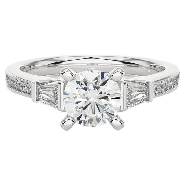 For Sale:  Art Deco Moissanite Gemstone Engagement Ring in 925 Solid Silver Jewelry for Her