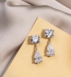 925 Sterling Silver Moissanite Pear Shaped Earring Anniversary Gift For Her