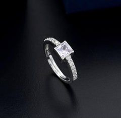 925 Sterling Silver Moissanite Ring Square Shaped Ring Minimalist Gift For Women