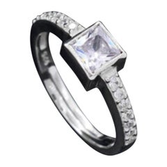 925 Sterling Silver Moissanite Ring Square Shaped Ring Minimalist Gift For Women