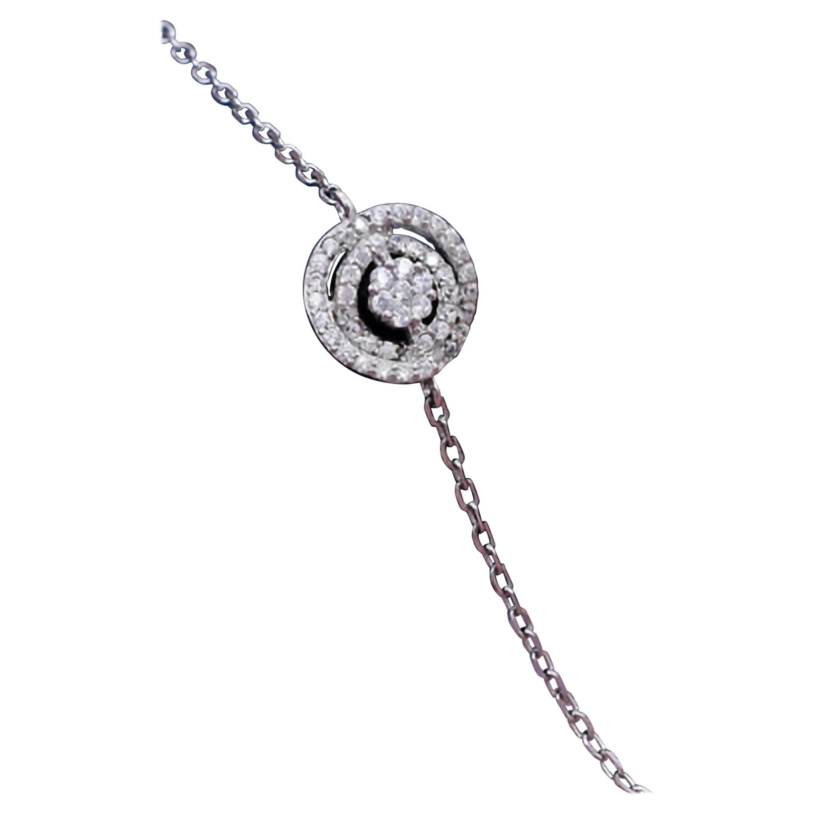 Bracciale in argento 925 Moissanite a forma rotonda Regalo minimalista per donne. in vendita