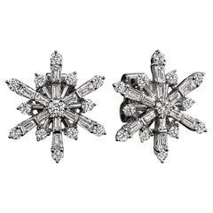 925 Sterling Silver Moissanite Stud Earrings Floral Starburst Beautiful Gift