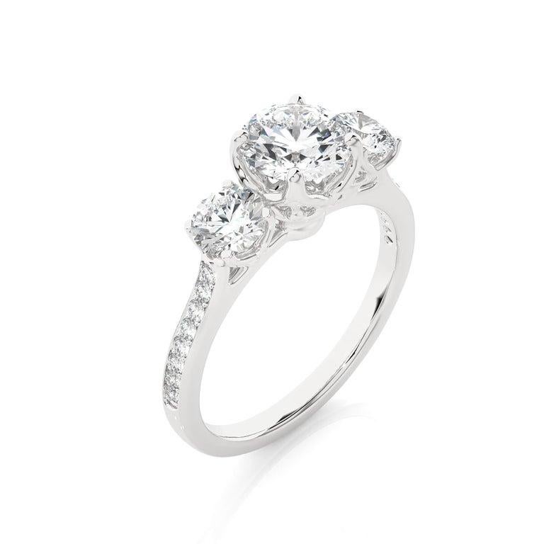 For Sale:  925 Sterling Silver Moissanite Three Stone Engagement Ring for Women Gift 10